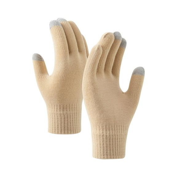 JJHGVB Cycling Gloves Gym Gloves Men And Women's Fashionable Cycling And Skiing Fitness Warm Sports Knitted Wool Gloves Winter Gloves Beige One Size