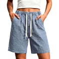 thumbnail image 1 of JJHGVB Denim Shorts for Women Elastic Dstring Waist Washed Wide Leg Jean Shorts with Front & Back Pockets Light Blue L, 1 of 8