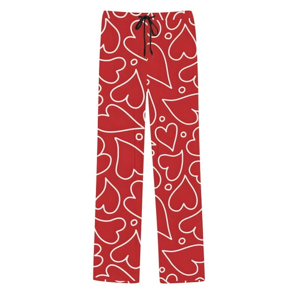 JJHGVB Drawstring Pants Women Pajama Pants Women Fun Pajama Pants with Pockets Women's Comfy Pants Cotton Pants for Women Comfy Pants Red 2XL