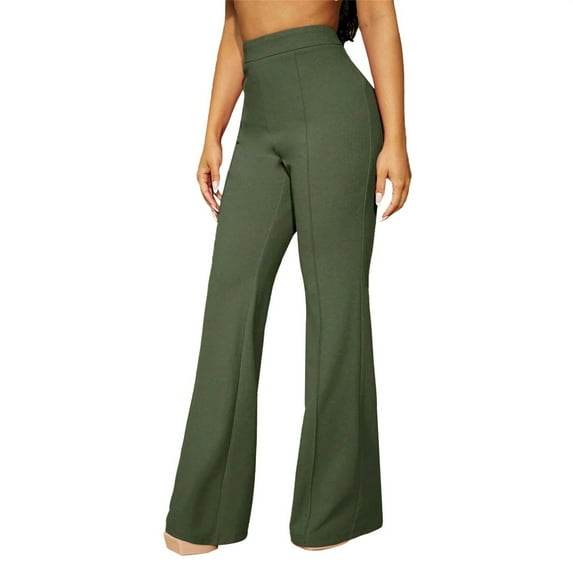 JJHGVB Dress Pants Women High Waisted Pants Women's High Waisted Versatile Fashionable Business Commuting Autumn Casual Formal Pants Palazzo Pants Womens Casual Pants Green L