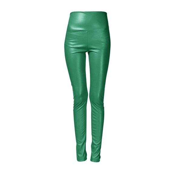 JJHGVB Faux Leather Leggings Fleece Lined Pants High Waisted Leggings for Women Dress Pants for Women Ladies Pants Women Work Pants Womens Trouser Pants Green 1 2XL