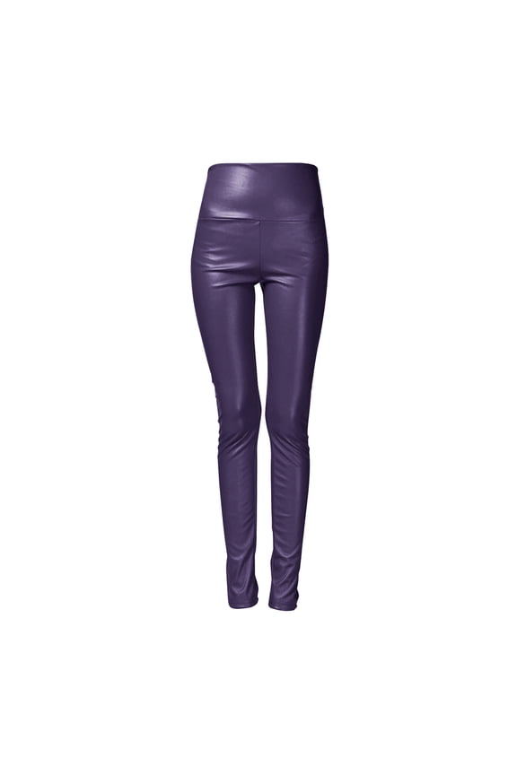 Faux Leather Leggings Fleece Lined Pants High Waisted Leggings for Women Loose Fit Pants for Women Comfy Pants for Women Loose Fit Womens Trousers Comfortable Work Pants Women Purple 2XL