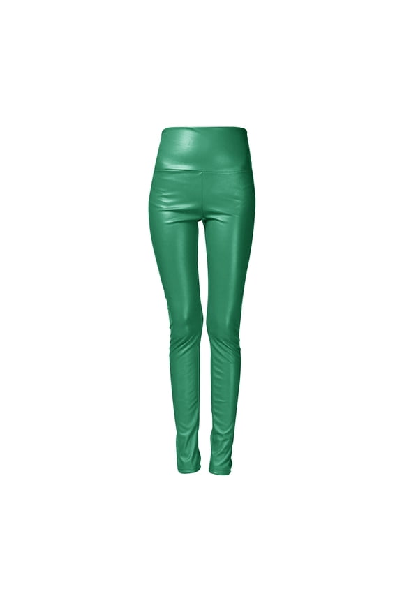 Faux Leather Leggings Fleece Lined Pants High Waisted Leggings for Women Pantalon Mujer Warm Leggings for Women Dress Pants for Women Work Pants for Women Green 1 XL