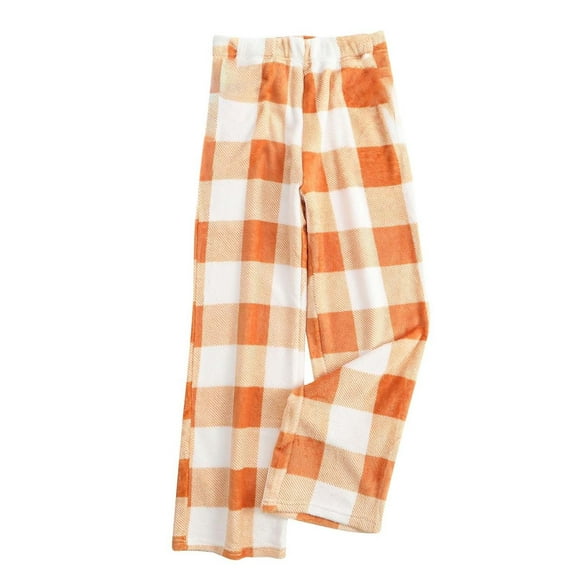 JJHGVB Flannel Pajama Pants Women Plaid Pajama Pants Fuzzy Pajama Pants Fuzzy Pajama Pant Fleece Pants for Men Ladies Pants Casual Furry Pants Orange 2XL