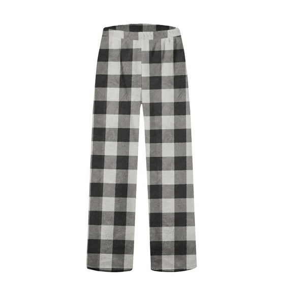 JJHGVB Flannel Pajama Pants Women Plaid Pajama Pants Lounge Pants Womens Lady Pants Comfy Pants Fuzzy Lounge Pants Wide Leg Cotton Pants for Women Black L