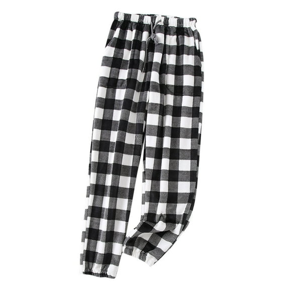 JJHGVB Flannel Pajama Pants Women Plaid Pajama Pants Pajama Pants with Pockets Fuzzy Pajama Pant Fleece Pants for Men Women’s Pants Loose Cotton Pants Women Black M