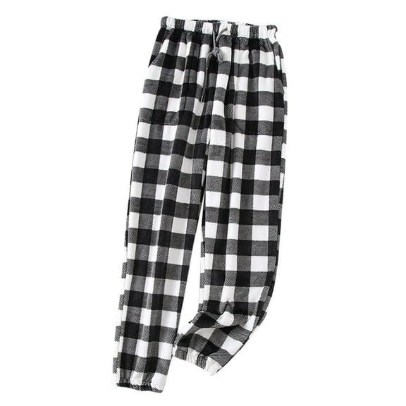 JJHGVB Flannel Pajama Pants Women Plaid Pajama Pants Pajama Pants with Pockets Fuzzy Pajama Pant Fleece Pants for Men Women’s Pants Loose Cotton Pants Women Black M
