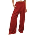 thumbnail image 1 of JJHGVB Flare Pants Palazzo Pants Women's Solid Loose Relaxed High Waist Pocket Wide Leg Pants Yoga Pants Women'S Pants Red S, 1 of 5
