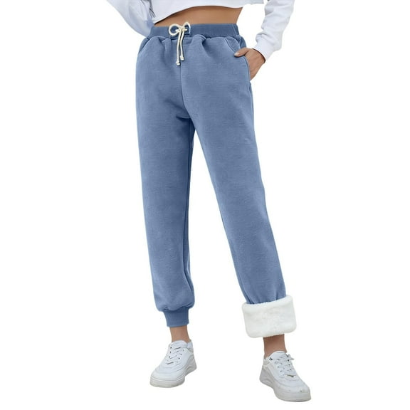 JJHGVB Fleece Lined Pants Women's Fleece Sweatpants Baggy Sweatpants Dressy Pants Womens Trousers Pants Womens Loose Pants Dark Blue M