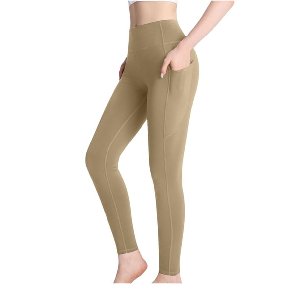 JJHGVB Fleece Lined Tights Stretchy Pants for Women Yoga Pants Women's Trousers Women Work Pants Women Dress Pants Pantalones Mujer Khaki 2XL
