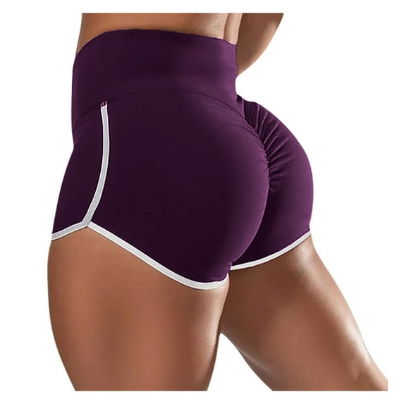 JJHGVB Gym Shorts Women Yoga Shorts Women Basic Slip Bike Shorts Compression Workout Leggings Yoga Shorts Capris Athletic Shorts Butt Lifting Shorts Purple M