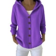 thumbnail image 1 of JJHGVB Hooded Cardigan for Women Button Up Cardigan Loose Cardigan Women's Sweater Womens Sweater Cardigan Sweaters for Women Ladies Sweaters Purple L, 1 of 5