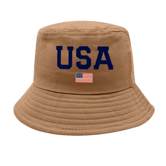 JJHGVB Independence Day American Bucket Hat America Flag Bucket Hat for Men and Women Lightweight Breathable Sun Hat Foldable Fishing Beach Hats Khaki One Size