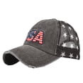 thumbnail image 1 of JJHGVB Independence Day Baseball Caps Baseball Cap for Men Women American Flag Snabpack American Flag Patriotic Baseball Caps 4th of july hat USA Flag Graphic Baseball Caps Dark Gray One Size, 1 of 3