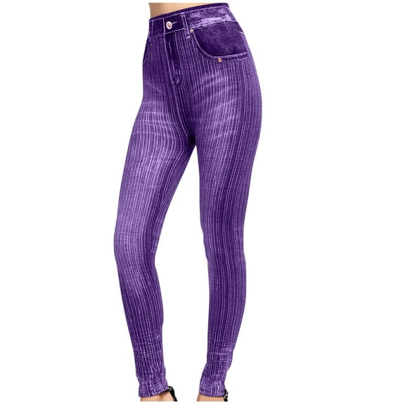 JJHGVB Jean Leggings for Women Striped Leggings Yoga Pants Women Comfy Pants for Women Pantalon Mujer Work Pants Women Womens Yoga Pants with Pockets Purple XL