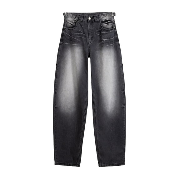 JJHGVB Jeans for Women Baggy Jeans Low Jeans For Women Mom Jeans Wide Straight Leg Baggy Jeans Vintage Denim Pants Streetwear Barrel Jeans Women High Waisted Jeans Black L