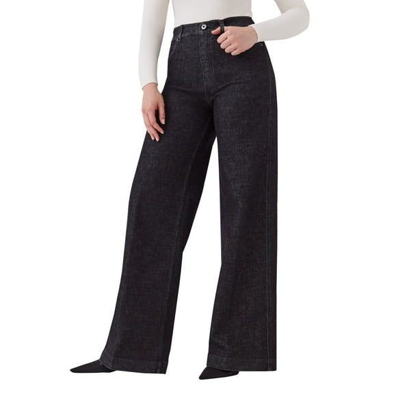 JJHGVB Jeans for Women Barrel Jeans Women New Wide Leg Jeans For Women Stretch Low Waist Baggy Jeans Baggy Jeans Wide Leg Pants Woman Black 2XL