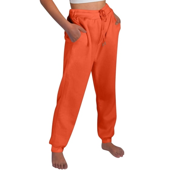 JJHGVB Jogger for Women Athletic Workout Pants High Waisted Sports Jogging Drawstring Sweatpants Baggy Lounge Sweatpants Straight Leg with Pockets Plus Size Woman Pants Orange L