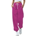 thumbnail image 1 of JJHGVB Joggers for Women Petite Pants Bottom Sweatpants Women's Casual High Waisted Pockets Joggers Sport Workout Active Baggy Pants Drawstring Pants Women Womens Sweatpants Hot Pink 3XL, 1 of 7