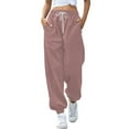 thumbnail image 1 of JJHGVB Joggers for Women Petite Pants Bottom Sweatpants Women's Casual High Waisted Pockets Joggers Sport Workout Active Baggy Pants Drawstring Pants Women Womens Sweatpants Light Pink XL, 1 of 7