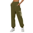 thumbnail image 1 of JJHGVB Women's Fleece Sweatpants Baggy Sweatpants High Waisted Sweatpants for Women Womens Work Pants Sweat Pants for Women Comfy Pants for Women Loose Fit Comfy Womens Pants Army Green L, 1 of 4