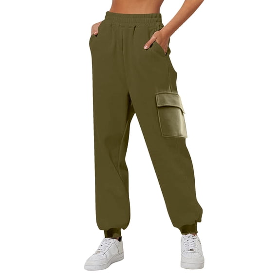 JJHGVB Women's Fleece Sweatpants Baggy Sweatpants High Waisted Sweatpants for Women Womens Work Pants Sweat Pants for Women Comfy Pants for Women Loose Fit Comfy Womens Pants Army Green L