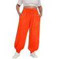 thumbnail image 1 of JJHGVB Joggers for Women Sweatpants Women Plus Size Pants Daily Elastic Waist Pockets Sport Casual Solid Pants Loose Long Sweatpants Pants Baggy Pants Sweat Pants Orange 5XL, 1 of 6