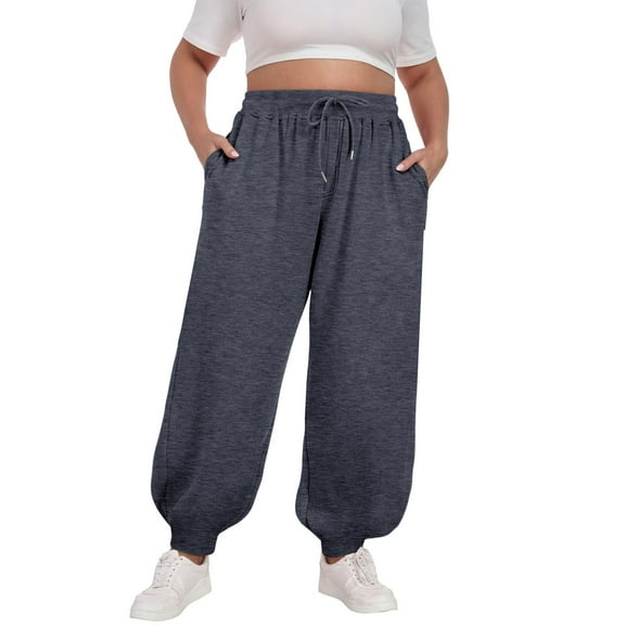 JJHGVB Joggers for Women Sweatpants Women Plus Size Pants Daily Elastic Waist Pockets Sport Casual Solid Pants Loose Long Sweatpants Pants Baggy Pants Sweat Pants Dark Gray 5XL