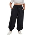thumbnail image 1 of JJHGVB Joggers for Women Sweatpants Women Plus Size Pants Daily Elastic Waist Pockets Sport Casual Solid Pants Loose Long Sweatpants Pants Baggy Pants Sweat Pants Black 3XL, 1 of 6