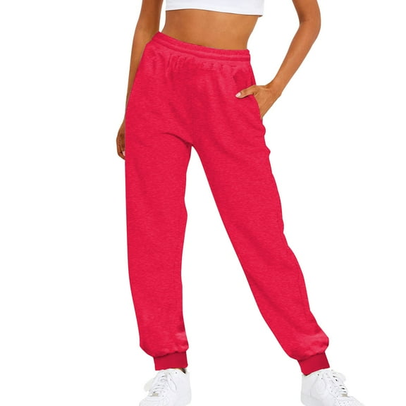JJHGVB Joggers for Women Sweatpants Women Mens Pants Casual Solid Color Track Cuff Workout Pants With Pocket Baggy Pants Sweat Pants Red 3XL