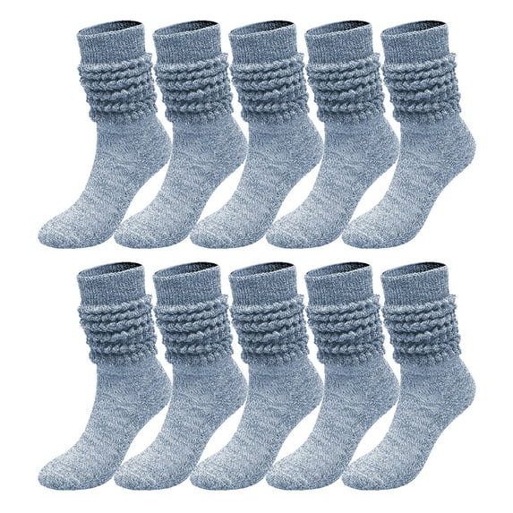 JJHGVB Knee High Socks Crew Socks 5 Pairs Soild Color Socks Women Thigh High Boot Socks Soft Scrunch Socks Winter Socks Light Blue One Size