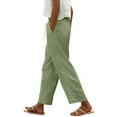 thumbnail image 1 of JJHGVB Linen Pants Women Cropped Pants Summer New Women's Casual Loose Fitting Waist And Ankle Patchwork Lace Cotton And Linen Pants Cropped Pants Women'S Pants Light Blue M, 1 of 6