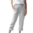 thumbnail image 1 of JJHGVB Linen Pants Women High Waisted Pants Women's Straight Pants Elastic Waist Casual Pants Pants With Pockets Drawstring Pants Women Summer Pants Gray 1 XL, 1 of 9