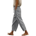 thumbnail image 1 of JJHGVB Linen Pants Women Palazzo Pants Gaucho Pants Women's Summer Casual Linen Pants Elastic Waist Loose Straight Leg Capri Pants Beach Pants With Pockets Baggy Pants Women'S Pants Gray 1 L, 1 of 4