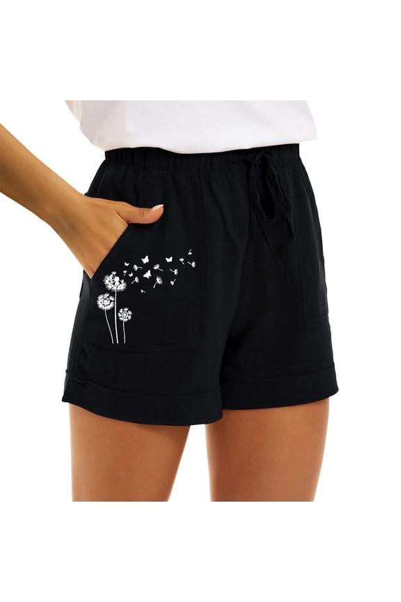 Linen Shorts for Women Baggy Shorts Women Beach Lightweight Short Linen Bermuda Shorts for Women Beach Resort Pants Womens Linen Shorts Beach Shorts with Pockets High Waisted Wide Leg Black XL