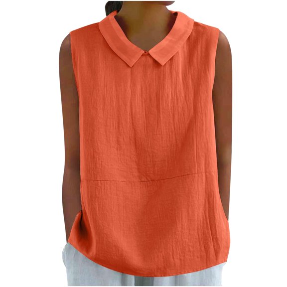 JJHGVB Long Sleeve Casual Shirts Summer Tops Dressy Casual Tops Casual Shirts Linen Shirt Womens Tops Casual Blouse Sleeve Loose Orange L