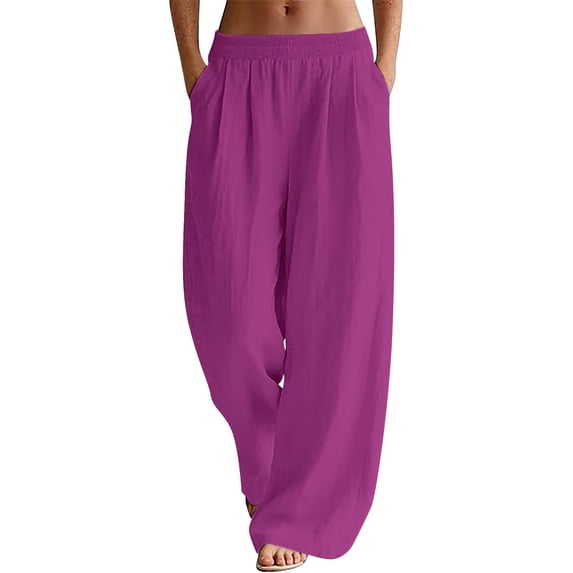 JJHGVB Long Trousers Wide Leg Palazzo Flowy Pants Drawstring Lounge Trousers Casual Pants palazzo pants Tie Waist Pant boho pants for women Stretchy Elastic Waist Pull-On Pant Hot Pink 2XL