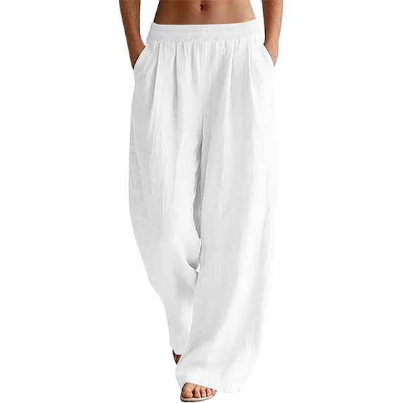 JJHGVB Long Trousers Wide Leg Pants Straight Leg Trousers Stretchy Wide Leg Palazzo Travel Vacation Clothes palazzo pants Loose Casual Summer Casual Lightweight Loose White 2XL