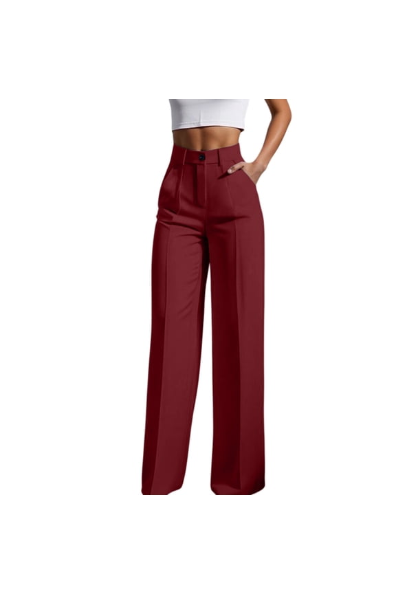Long Trousers cream pants Flowy Pants Wide Leg Pants Cozy Trousers Loose Casual Travel Vacation Clothes High Waist Tie Waist Pant Straight Leg Trousers palazzo pants Wine M