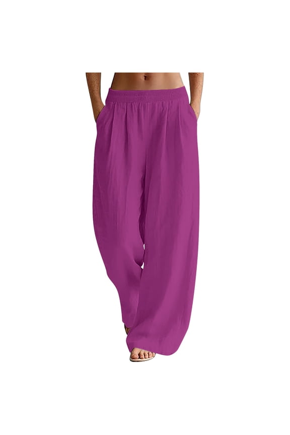 Long Trousers palazzo pants Stretchy Casual Pants Athletic Workout Pants cream pants Wide Leg Pants Cozy Trousers boho pants for women Flowy Pants Pants with Pockets Hot Pink L