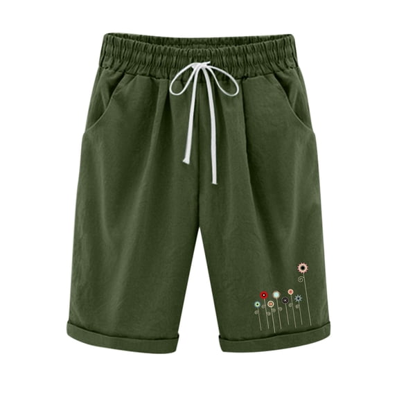 JJHGVB Mid Long Shorts Lounge Shorts Knee Length Shorts Tailored Shorts For Women Stretch High Waisted Shorts Business Shorts For Women trendy shorts for women sweatpants shorts Army Green L