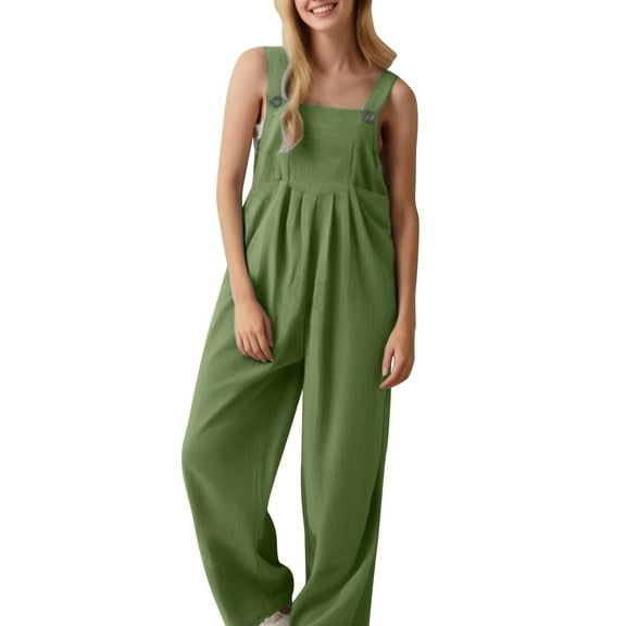 JJHGVB Overalls for Women Rompers for Mom Popular Women's Pants Solid Color Women's Casual Pants Overalls Cargo Pants Women Women Jumpsuit Green S