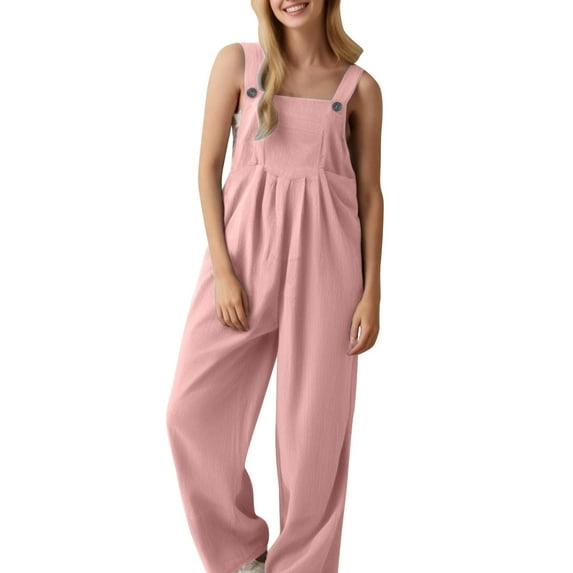 JJHGVB Overalls for Women Rompers for Mom Popular Women's Pants Solid Color Women's Casual Pants Overalls Cargo Pants Women Women Jumpsuit Pink 2XL