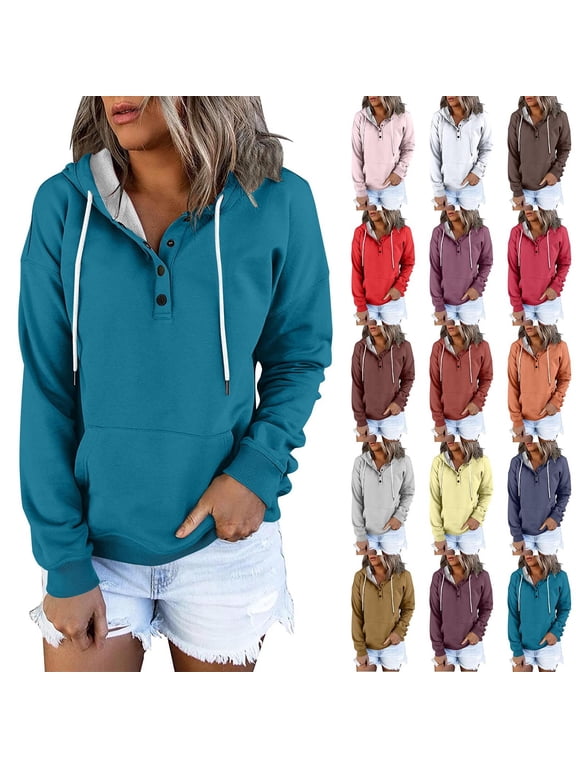 Oversized Hoodie Fall Winter Sweatshirt Casual Hooded Comfort Dressy Sweatshirts Loose Fit Comfort Pullover Drawstring Neck Round Neck Plain Hooded Plus Size Womens Hoodie Coffee M
