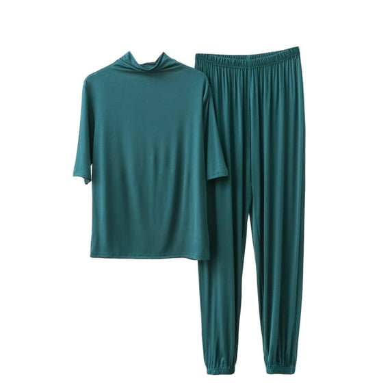 JJHGVB Pajamas for Women Set Lounge Sets for Women Sweatpants Set for Women Pajama Set Women's Pants Casual Pajamas Set for Women Womens Pants Casual Blackish Green M