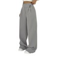 thumbnail image 1 of JJHGVB Palazzo Pants High Waisted Pants High Waisted Side Pocket Straight Leg Work Pants Women's Fashionable High Waist Zipper Casual Pants Suit Pants Wide Leg Pants Woman Flowy Pants Gray L, 1 of 6