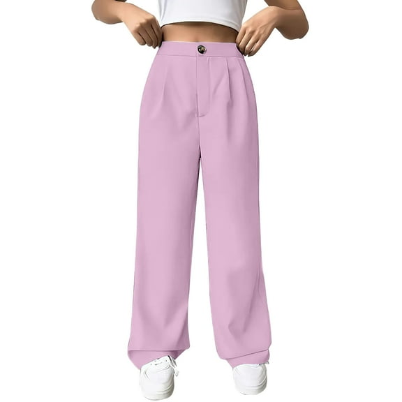 JJHGVB Palazzo Pants High Waisted Pants Womens Casual Wide Leg Dress Pants High Waist Tailored Down Pants With Pockets Barrel Pants Women Flowy Pants Purple M