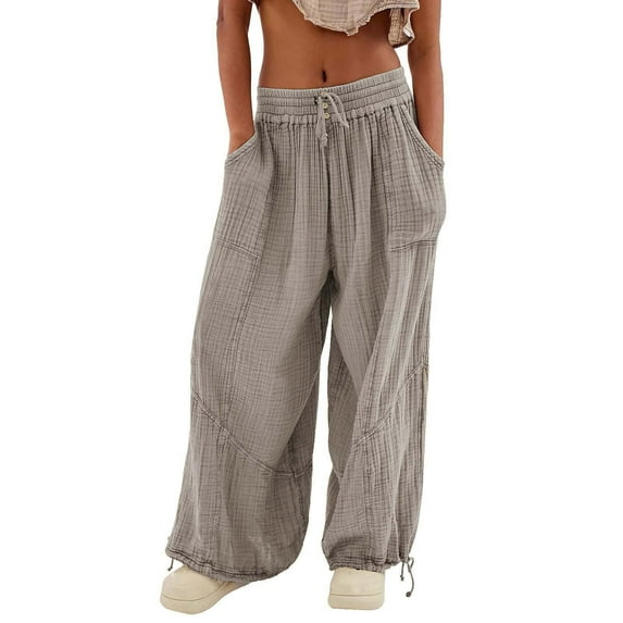 JJHGVB Palazzo Pants Wide Leg Pants Woman Women's Cargo Pants Baggy Wide Leg Pants Black Loose High Waist Sweatpants Multi Pockets Womens Casual Pants Flowy Pants Gray 3XL