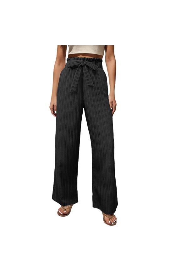 Palazzo Pants Wide Leg Pants Woman Women's Fashion Clothes For Every Occasion Cotton Linen Cardigan Summer Chic Womens Casual Pants Women'S Pants Black XL