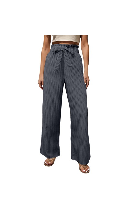 Palazzo Pants Wide Leg Pants Woman Women's Fashion Clothes For Every Occasion Cotton Linen Cardigan Summer Chic Womens Casual Pants Women'S Pants Gray S